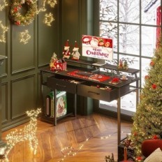 Sort computer skrivebord med 2 skuffer display 120 x 50 x 87 cm