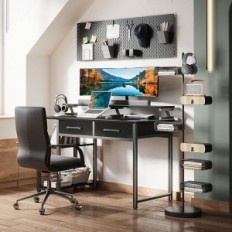 Svart dator skrivbord med 2 lådor display 120 x 50 x 87 cm