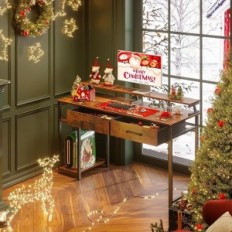 Scrivania del computer marrone con 2 cassetti display 120 x 50 x 87 cm danneggiato