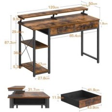 Scrivania del computer marrone con 2 cassetti display 120 x 50 x 87 cm danneggiato