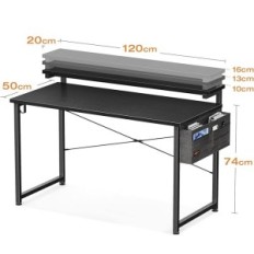 Čierna nastaviteľná diskusia s ko-monitorom 120x50x74cm