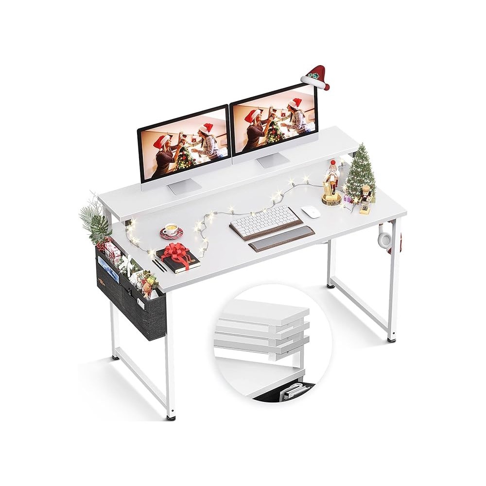 Scrivania regolabile bianca del computer del computer con una base per il monitor 120x50x74cm