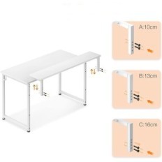 Balts regulējams dators ar datoru ar pamatu monitoram 120x50x74cm