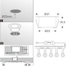 Lattia LED-valaisimet, WiFi, RGB Light, IP67 D31mm, 30kpl
