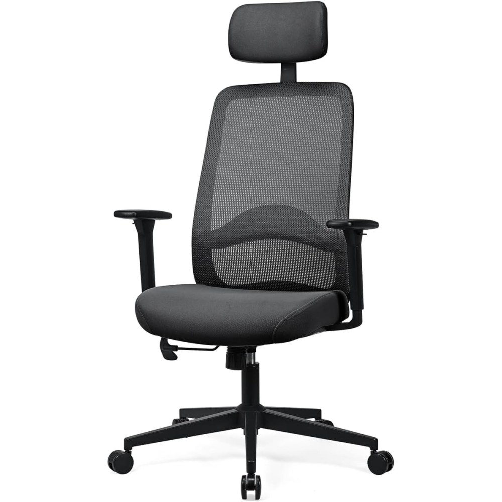 Silla de oficina de Melockey con rejilla ajustable negra