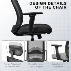 Chaise de bureau Melockey avec grille ajustable noire