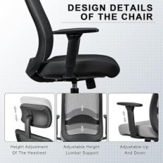 Chaise de bureau Melockey avec grille ajustable noire