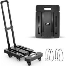 Carro de ronlap plegable, 6 ruedas, capacidad de elevación de 225 kg, negro