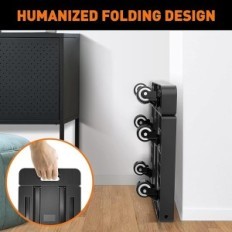 Carrello ronlap pieghevole, 6 ruote, capacità di sollevamento 225 kg, nero