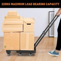 Sulankstomas ronlapų vežimėlis, 6 ratai, 225 kg kėlimo talpa, juoda