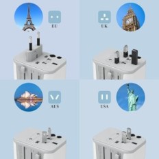 Adattatore di viaggio in tutto il mondo Tessan, con 3 porte USB A +1 tipo C