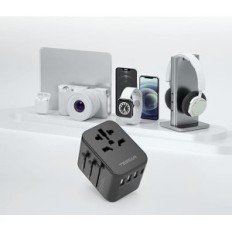 Tessan Celosvetový cestovný adaptér, čierna 3USB A +1 TYP