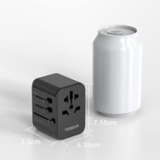 Tessan Worldwide travel adapter, black 3USB A +1 Type C
