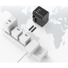 Tessan Worldwide Travel adapter, must 3usb A +1 tüüpi C