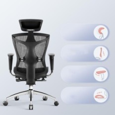 SIHOO irodai ülés 4D karral, állítható (fekete)