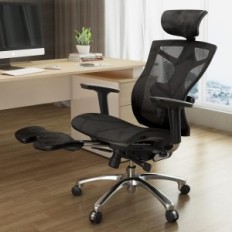 Ergonomiske Sihoo kontorpladser, justerbar med høj ryglæn (sort)