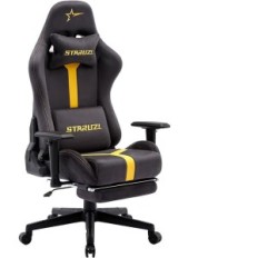 Fauteuil de jeu, avec repose-pieds, respirant, rotatif, gris / jaune