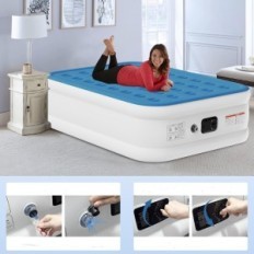 Matelas gonflable de Jhunswen pour 2 personnes, avec une pompe, avec un sac - 203 x 152 x 48 cm