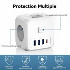Bakgrunn Lencent 7 W 1 EU Plug, PD35W 3AC 3U1C USB Power Strip