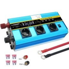 Napetostni pretvornik 3000 W / 6000 W, 12 V, 230 V, s 3 vtičnice EU in 4 USB, LCD