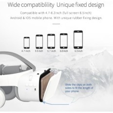 Longlu VR 3D -lasit elokuville ja peleille, iPhonelle ja Androidille (valkoinen)