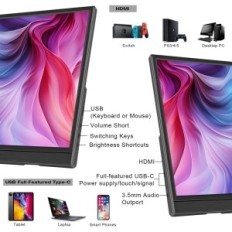 Portatile Preechen monitor 15.6 "144Hz HDR 1080p FHD, per vari gadget