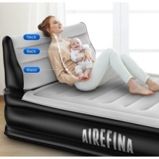 Oppblåsbar seng Alebeina med nakkestøtte og pumpe, 190x137x38 cm, opptil 317 kg