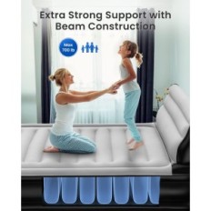 Inflatable bed Airefina with headrest and pump, 190x137x38 cm, up to 317 kg