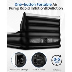 Letto gonfiabile AirFina con poggiatesta e pompa, 190x137x38 cm, fino a 317 kg