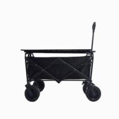Fällbar handvagn, bra för camping, shopping, grill, kampera (svart)
