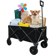 Foldable hand trolley, good for camping, shopping, barbecue, kampera (black)