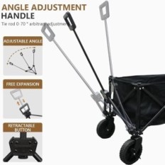 Faltbarer Handwagen, gut für Camping, Einkaufen, Grill, Kampera (schwarz)