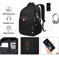 Zaino da viaggio per laptop da 15,6 pollici Grande antifurto con USB Nero