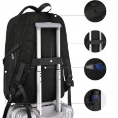 Zaino da viaggio del laptop con grande antifurto con USB Nero