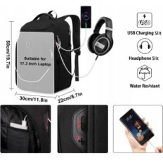 Laptop cestování batoh s velkou anti-krádež s USB černá