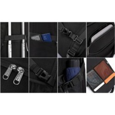 Laptop travel backpack with big anti-theft with USB black