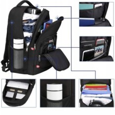 Mochila de viagem para laptop com grande anti-roubo com preto USB