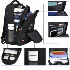 Laptop reizen rugzak met grote anti-diefstal met USB zwart