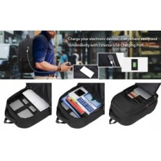 Laptop σακίδιο ταξιδιού με μεγάλη αντι-κλοπή με USB μαύρο