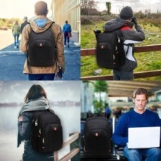 Laptop reizen rugzak met grote anti-diefstal met USB zwart