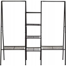Percha de ropa. Soporte de metal con estantes. Jurmery negro