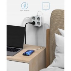 TESSAN teljesítményszalag 4 foglalattal és 3 USB TS- 302- DE