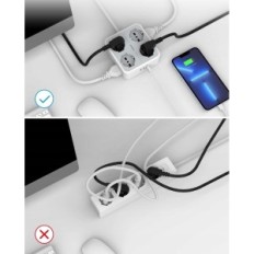 TESSAN teljesítményszalag 4 foglalattal és 3 USB TS- 302- DE