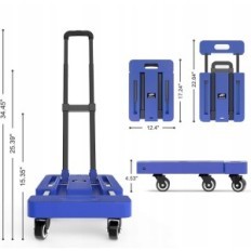 Passeggino pieghevole 6 ruote 225 kg Capacità di sollevamento blu Solejazz