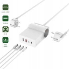Chargeur réseau 4smarts de bande d'alimentation gan 65w blanc