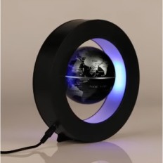 Lévitation globe avec rétroéclairage à LED, globe décoratif noir avec l'effet de la lévitation et de la lumière pour le bureau o