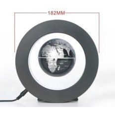 Levitating Globe ar LED apgaismojumu, melnu dekoratīvo globusu ar ietekmi levitācijas un gaismas birojā vai mājās