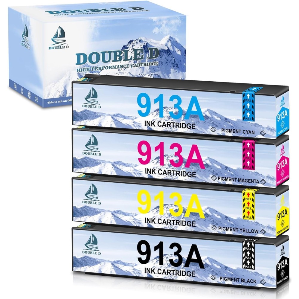 Dubbel D 913A bläck till HP Black (Svart), Röd (Magenta), Blå (Cyan), Gul (Gul)