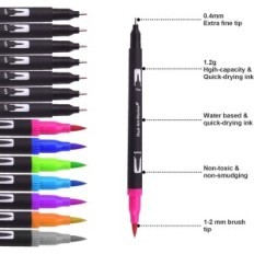 Um conjunto de marcadores de aquarela 132 PCs. Marcadores de escova