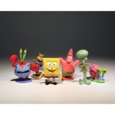 Conjunto de spongebob spongebob figurestório 6 pçs. Personagens de um bob-esponja de conto de fadas para diversão e coleção de d